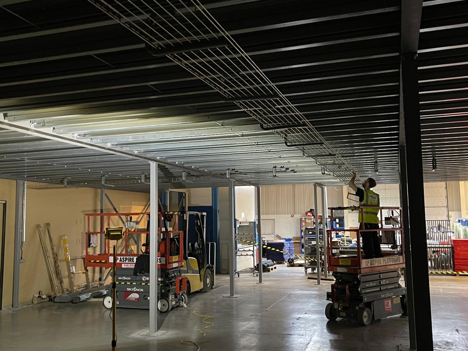 Commercial electrical installation in progress